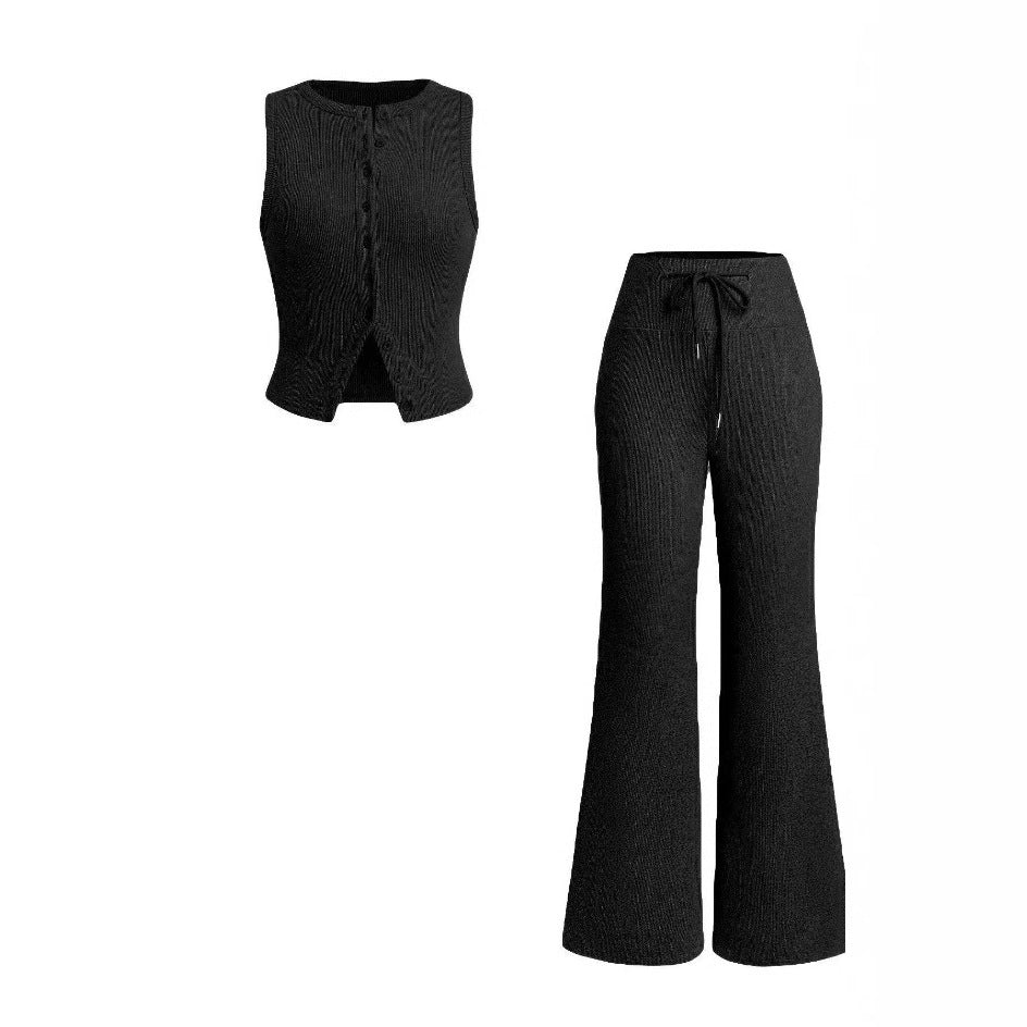 HILDA™ - Women’s Sleeveless Vest & Wide Leg Pants