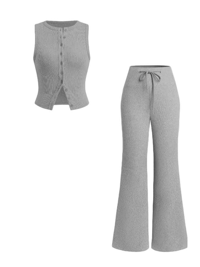 HILDA™ - Women’s Sleeveless Vest & Wide Leg Pants