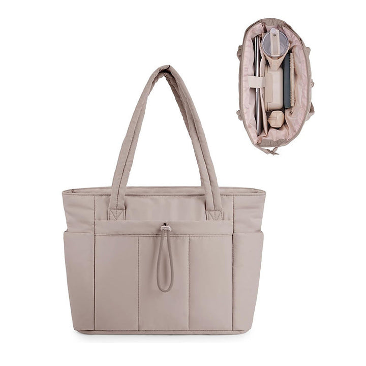 CAROLINE™ - Stylish Insulated Tote Bag with Cup Holder & Laptop Compartment for Travel & Work