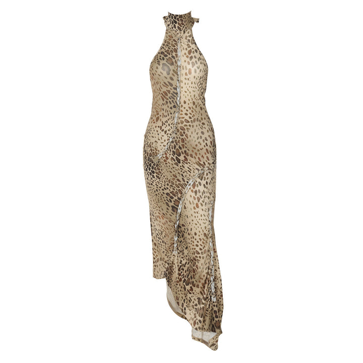 SABINA™ - Graceful Leopard Backless Sleeveless Maxi Dress