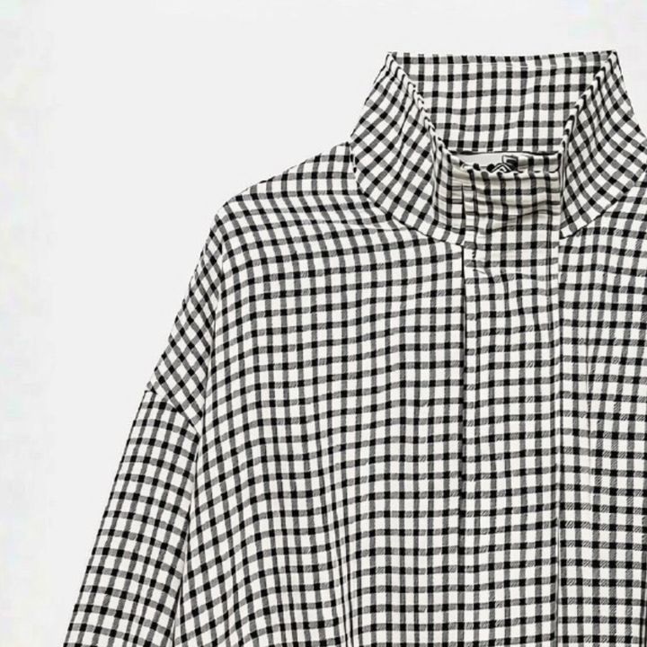 Women's Oversized Drop Shoulder Plaid Cropped Jacket