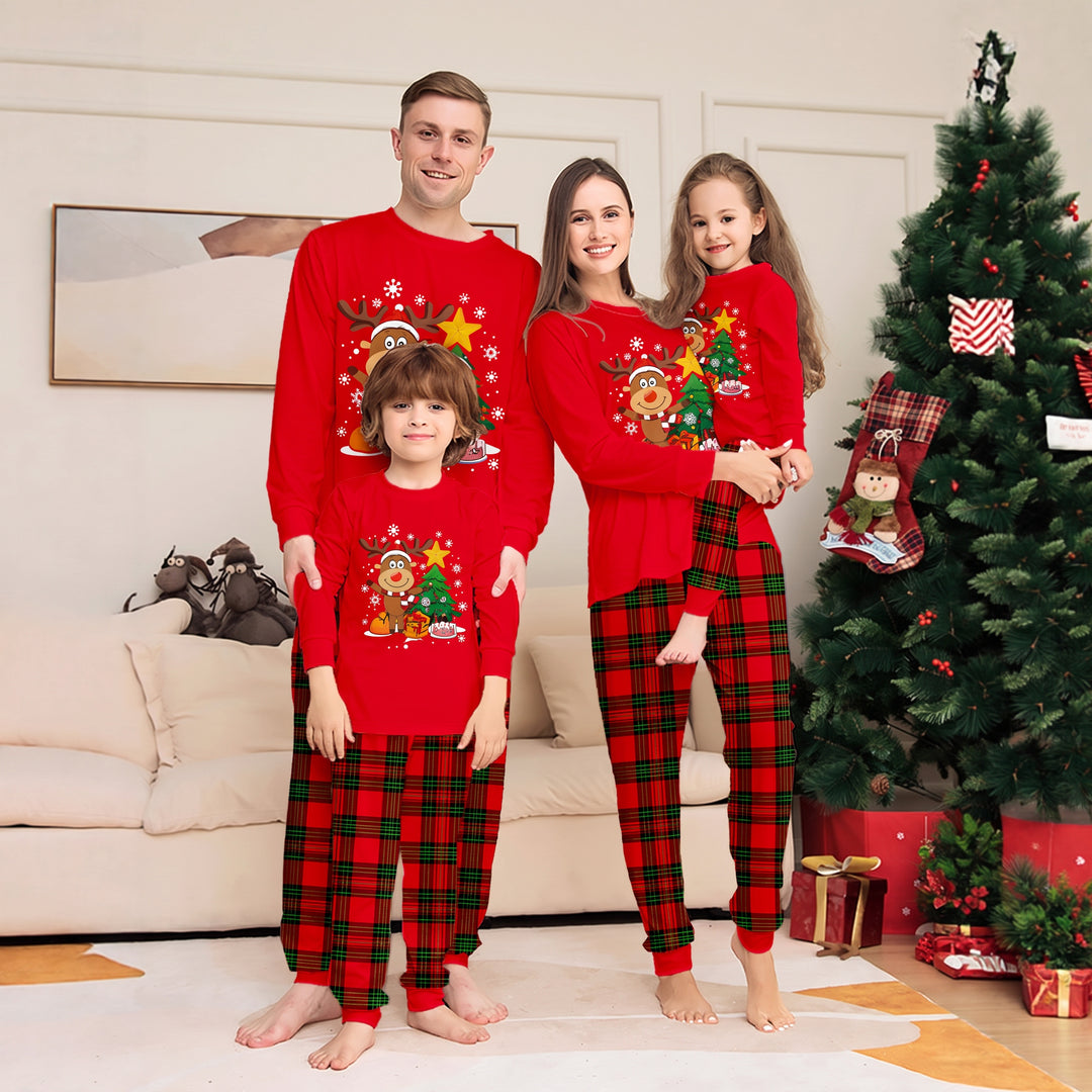 Family Matching Christmas PJs in red check