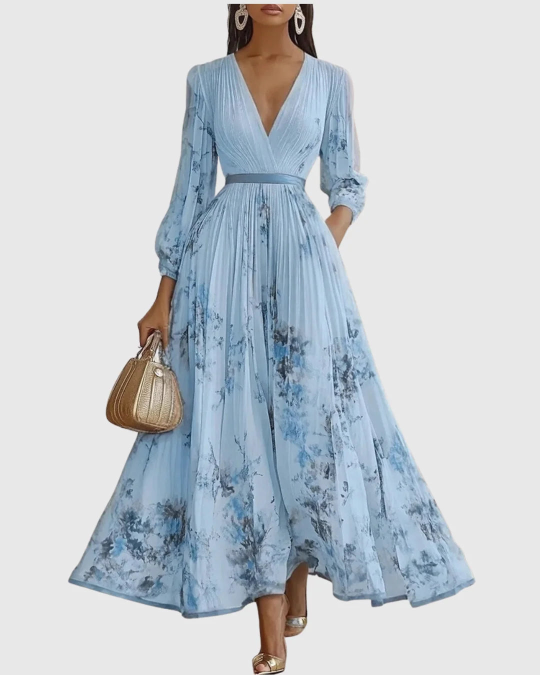 Women's Summer Maxi Dress in blue floral