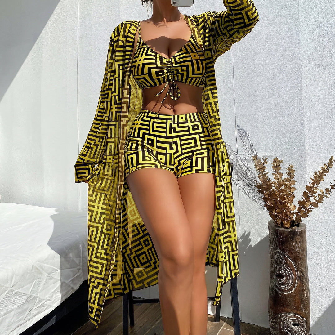 Women's High Waisted Bikini in yellow