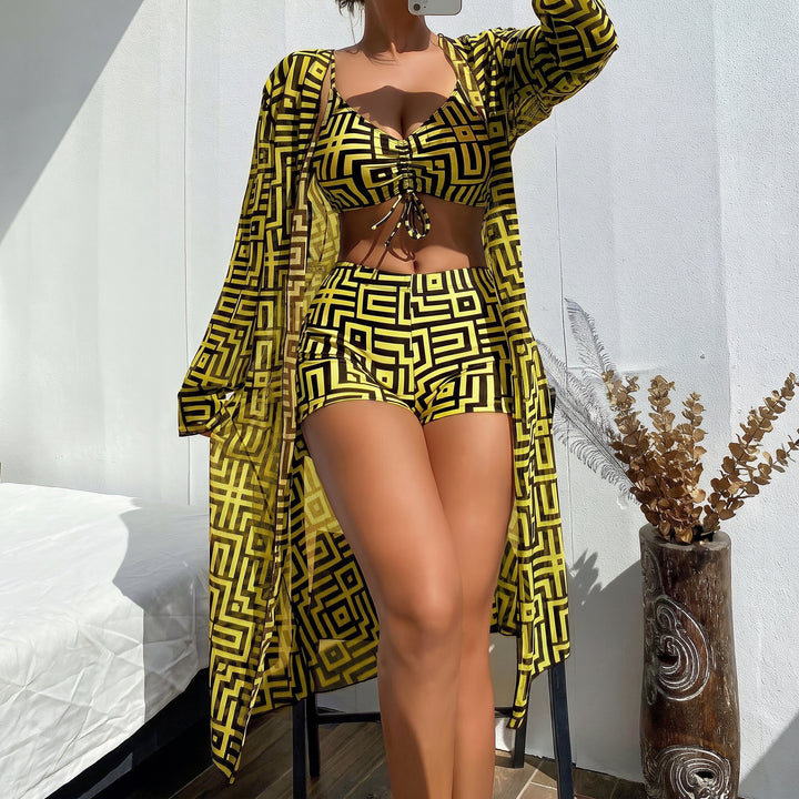 Women's High Waisted Bikini in yellow