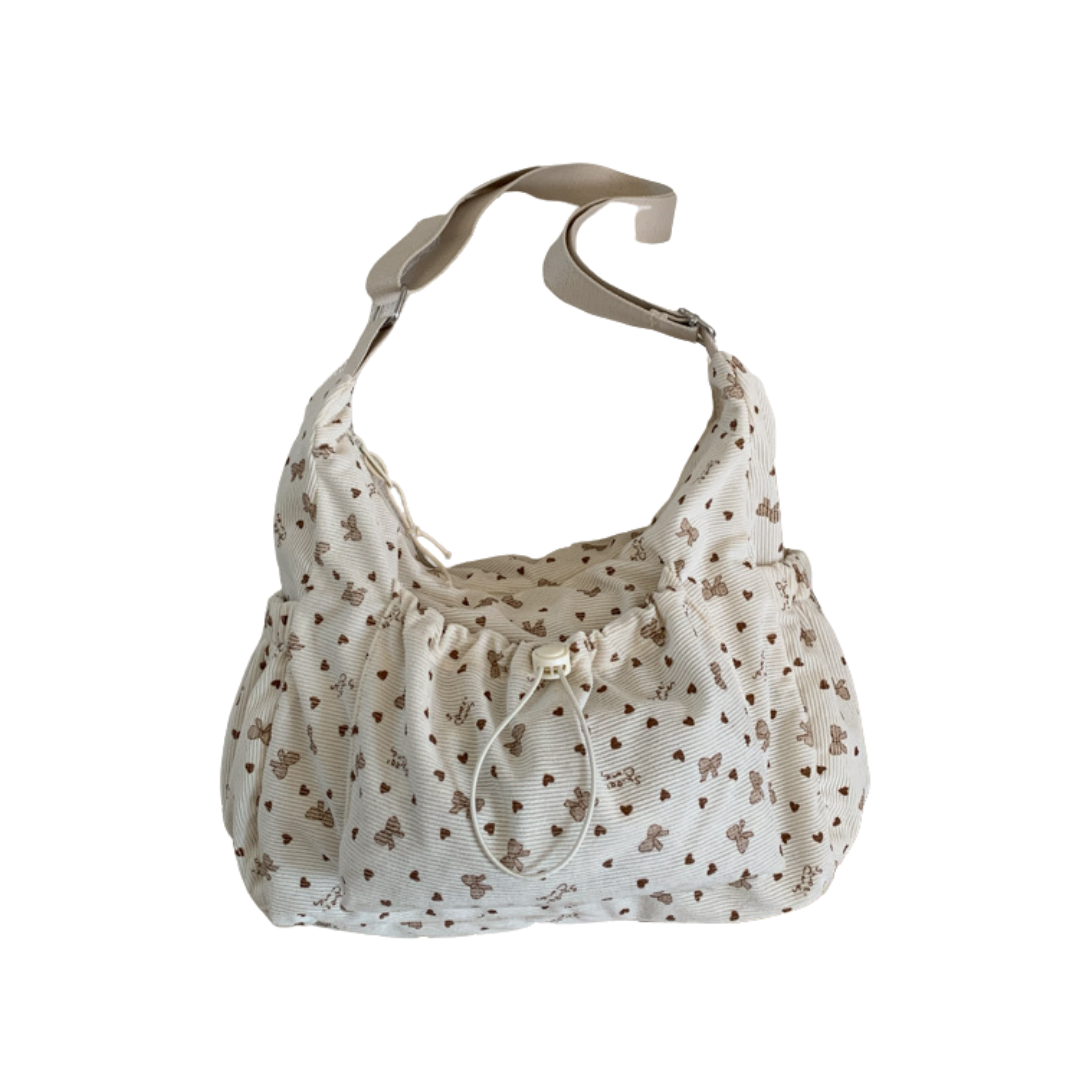 Women's Shoulder Bag in white heart print