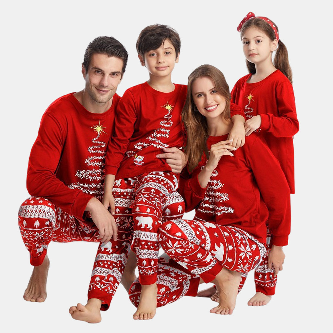 Family Matching Christmas PJs in red