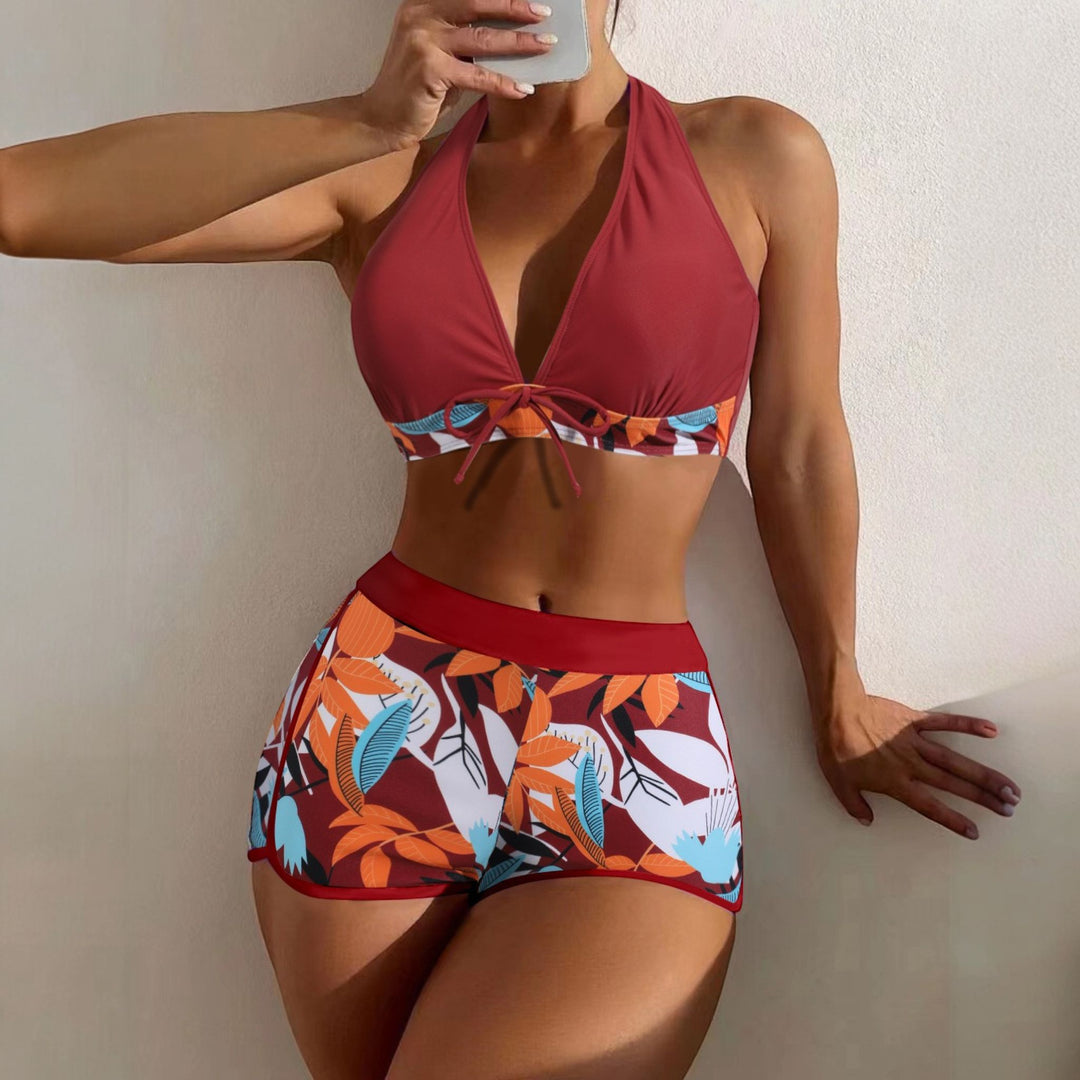 Women's High Waisted Bikini in brick red