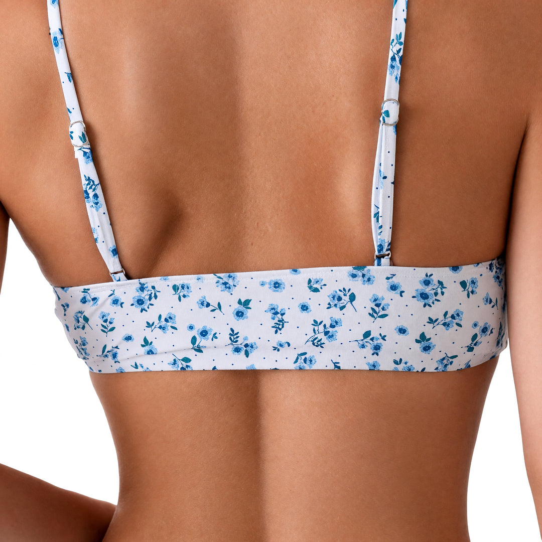 Women's Bralette Bikini in white blue floral