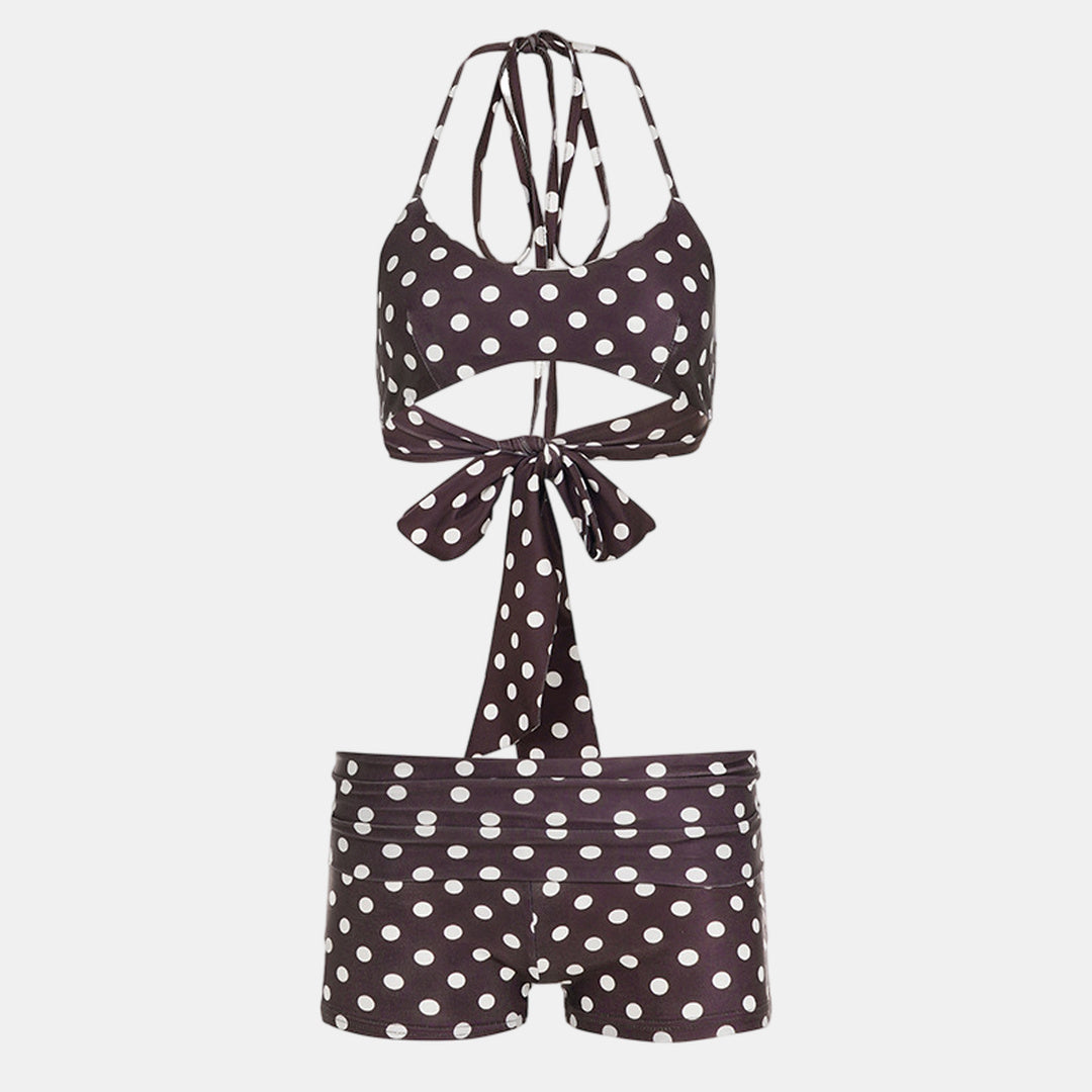 Women's Polka Dot Bikini in brown polka dot