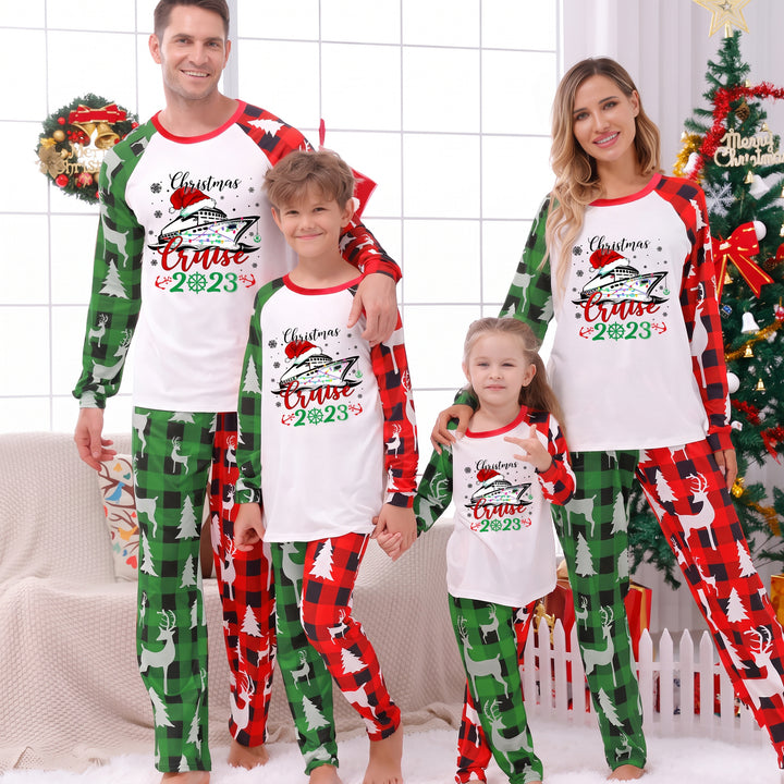 Family Matching Christmas PJs in white cruise slogan