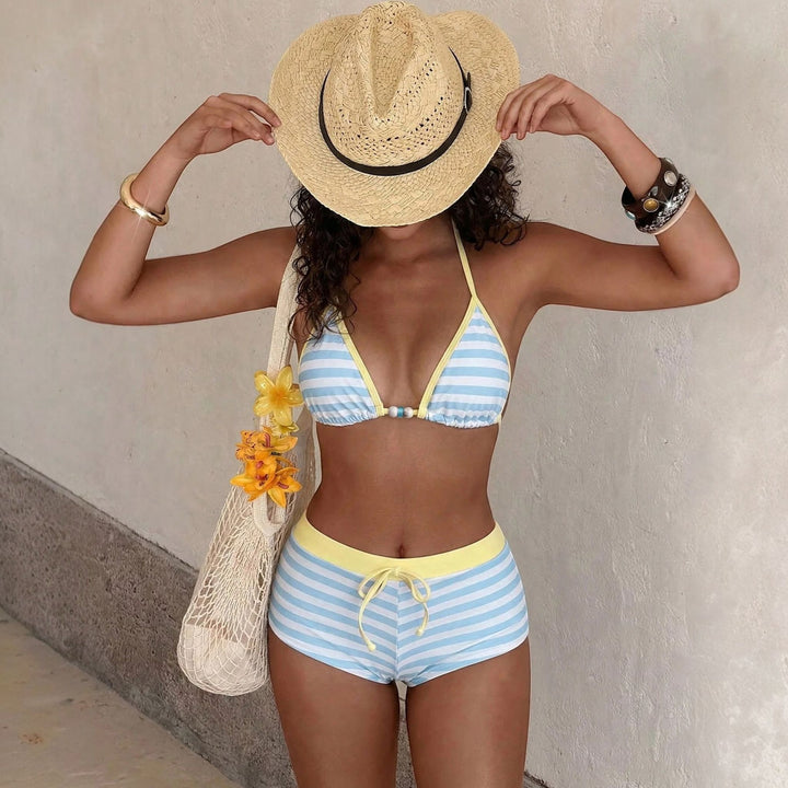 Women's Polka Dot Bikini in blue striped