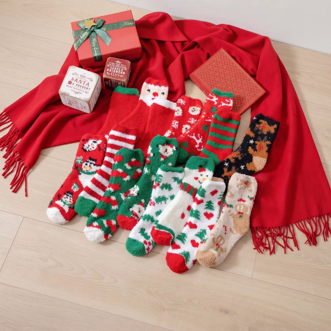 Holiday Fluffy Christmas Socks 3 Pack, Unisex Novelty Festive