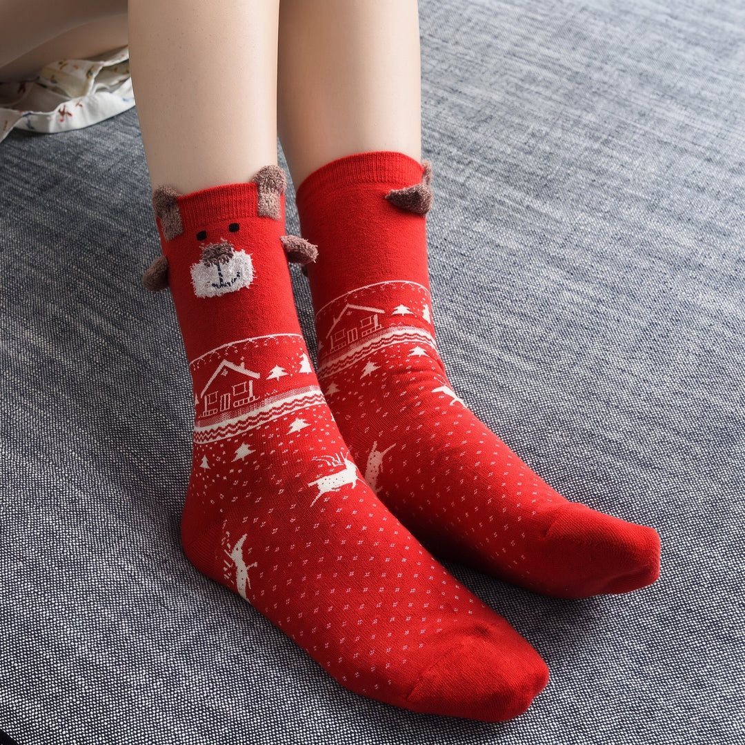 Embroidered Holiday Christmas Socks 3 Pack, Unisex Festive Fluffy