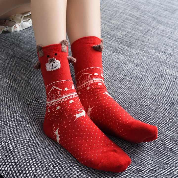 Embroidered Holiday Christmas Socks 3 Pack, Unisex Festive Fluffy