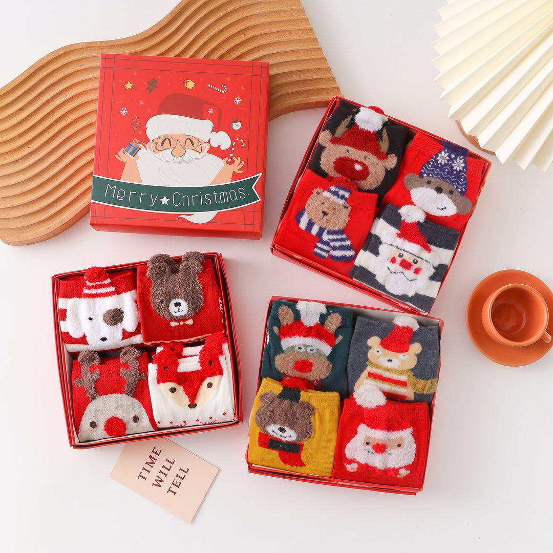 Holiday Fluffy Christmas Socks 4 Pack, Unisex Novelty Festive