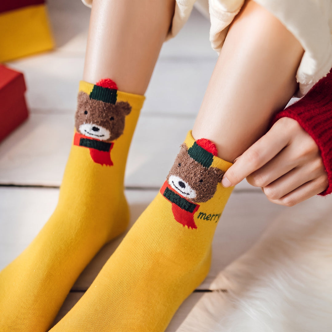 Holiday Novelty Christmas Socks 3 Pack, Unisex Fuzzy Festive