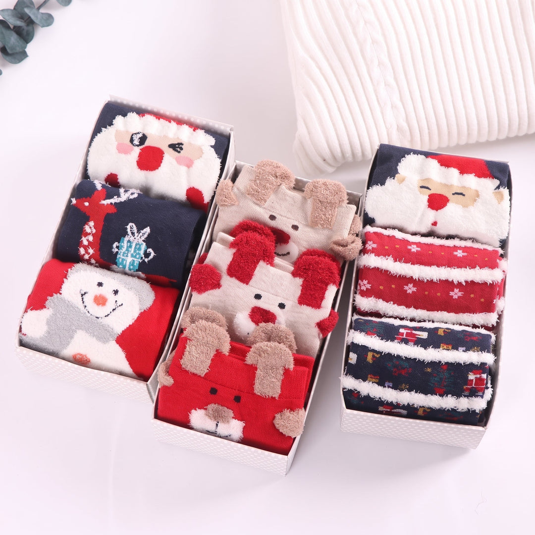 Holiday Fluffy Christmas Socks 3 Pack, Unisex Novelty Festive Knit