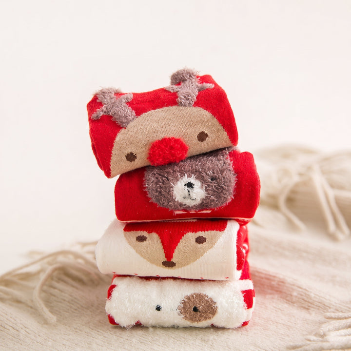 Holiday Novelty Christmas Socks 4 Pack, Unisex Festive Fun