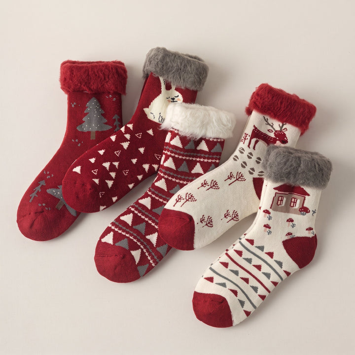 Holiday Fluffy Christmas Socks 3 Pack, Unisex Festive Plush