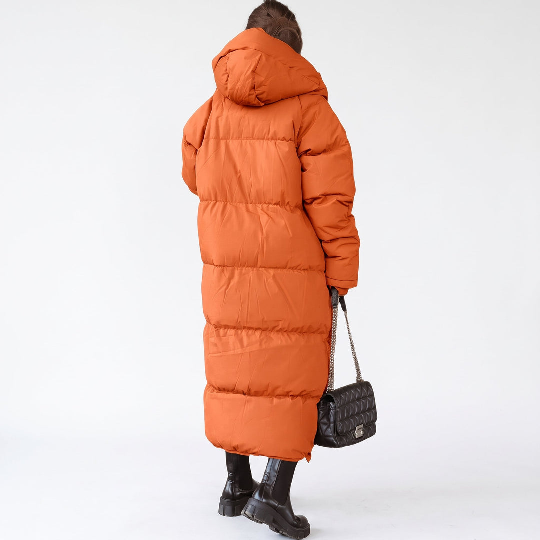 Women's Long Hooded Puffer Jacket, Padded Quilted Oversize Bubble
