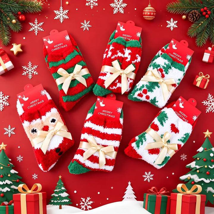 Holiday Fluffy Christmas Socks 3 Pack, Unisex Festive Gifts