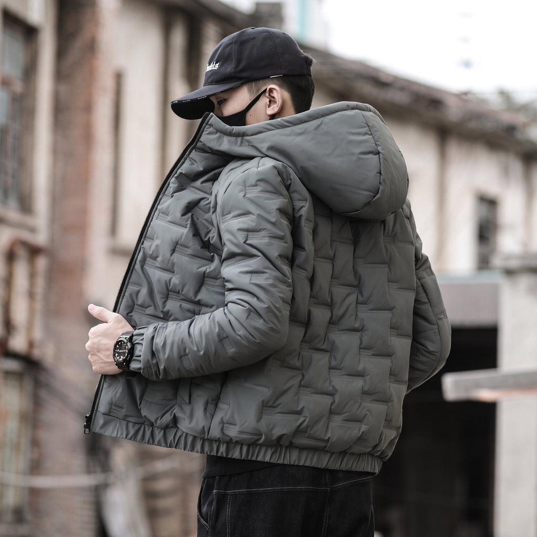 Men's Puffer Jacket, Long Padded Hooded Relaxed Fit