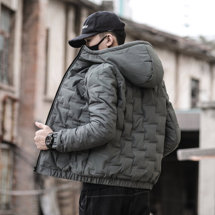 Men's Puffer Jacket, Long Padded Hooded Relaxed Fit