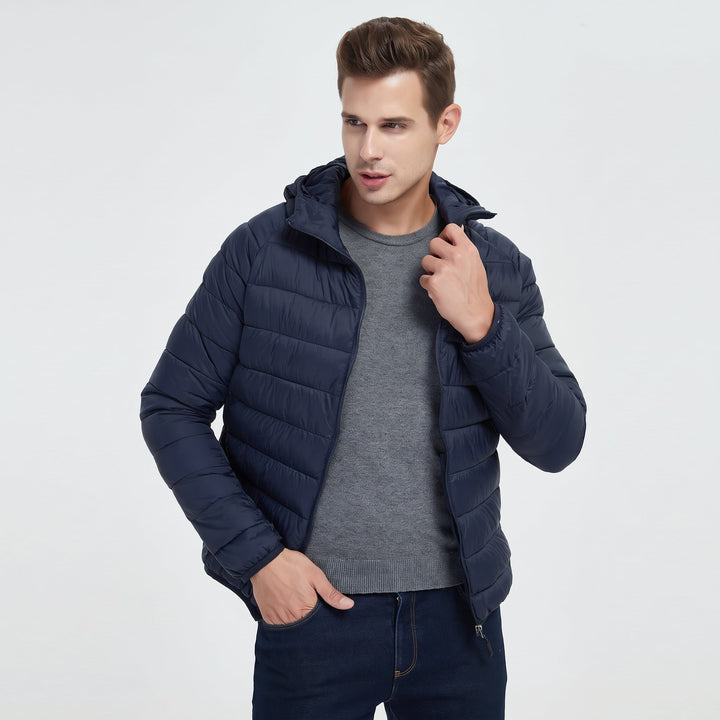 Men's Puffer Jacket, Lightweight Hooded Packable Quilted