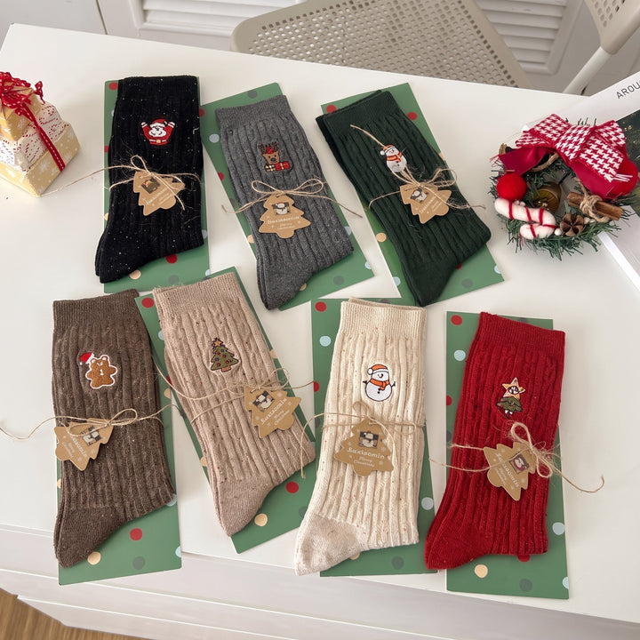 Embroidered Holiday Christmas Socks 3 Pack, Unisex Festive