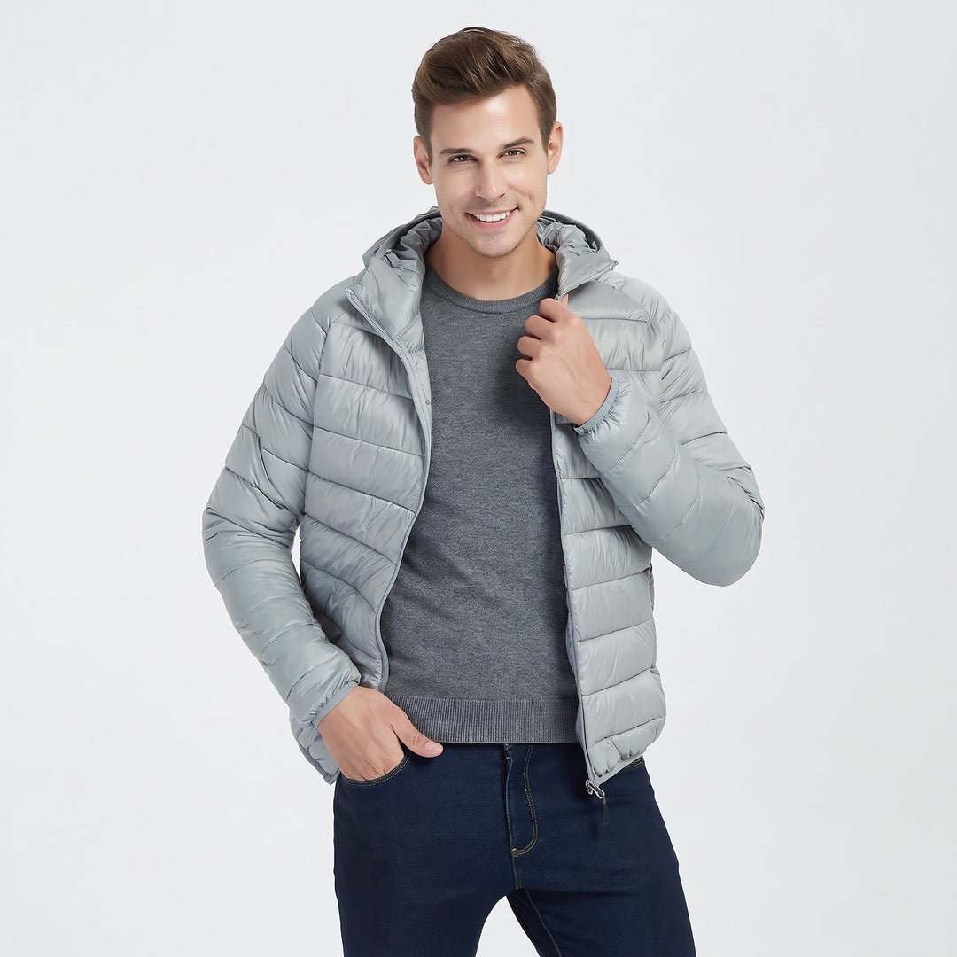 Men's Puffer Jacket, Lightweight Hooded Packable Quilted