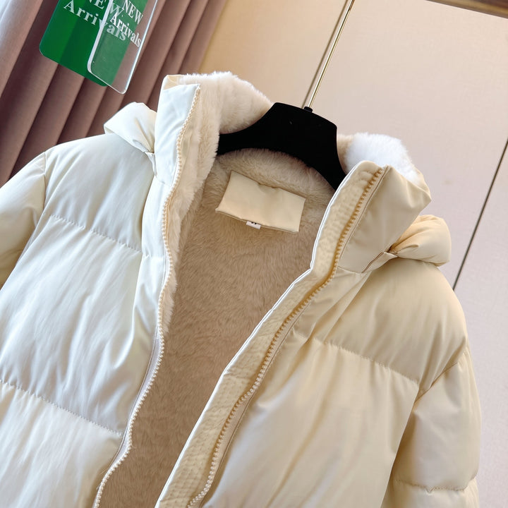 Women's Hooded Puffer Jacket, Padded Quilted Fur Lined