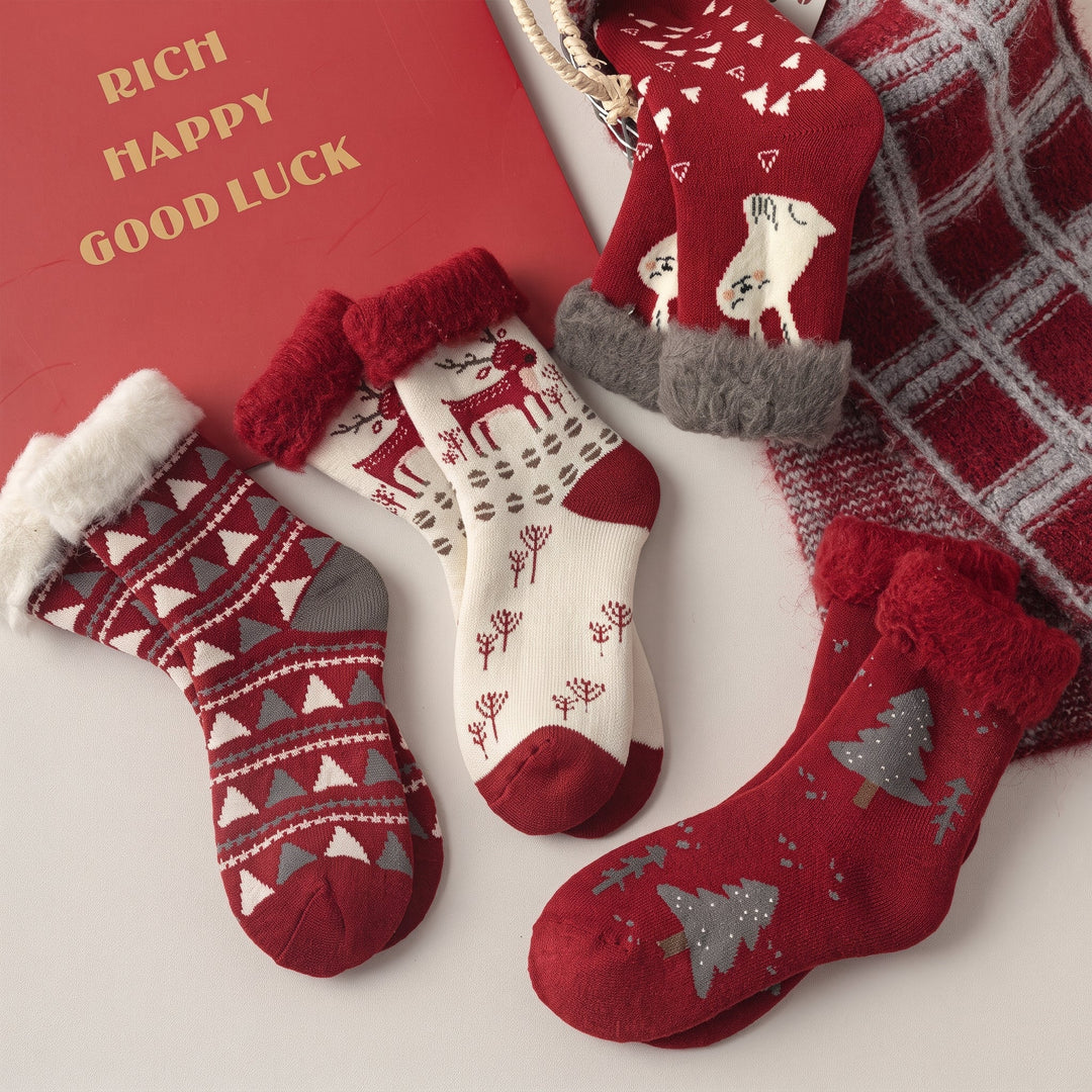 Holiday Fluffy Christmas Socks 3 Pack, Unisex Festive Plush