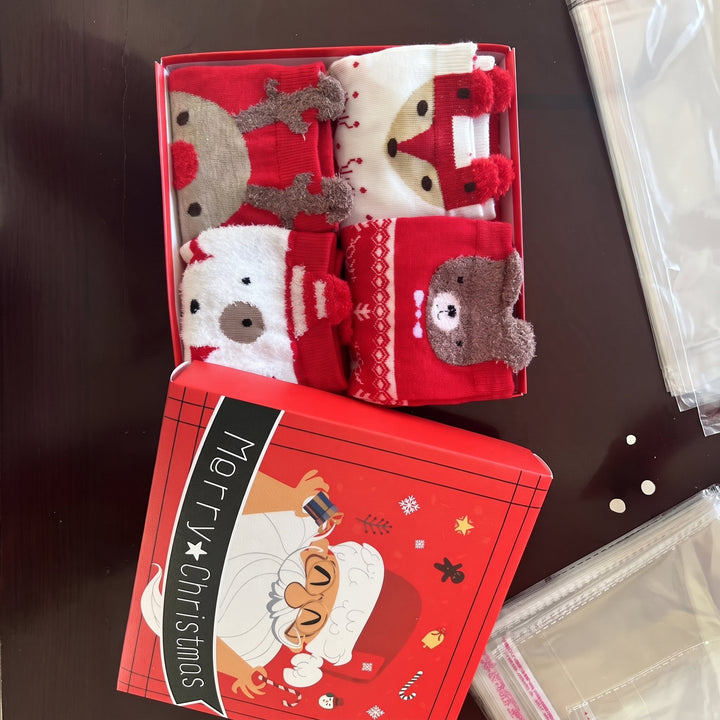 Holiday Novelty Christmas Socks 4 Pack, Unisex Festive Santa