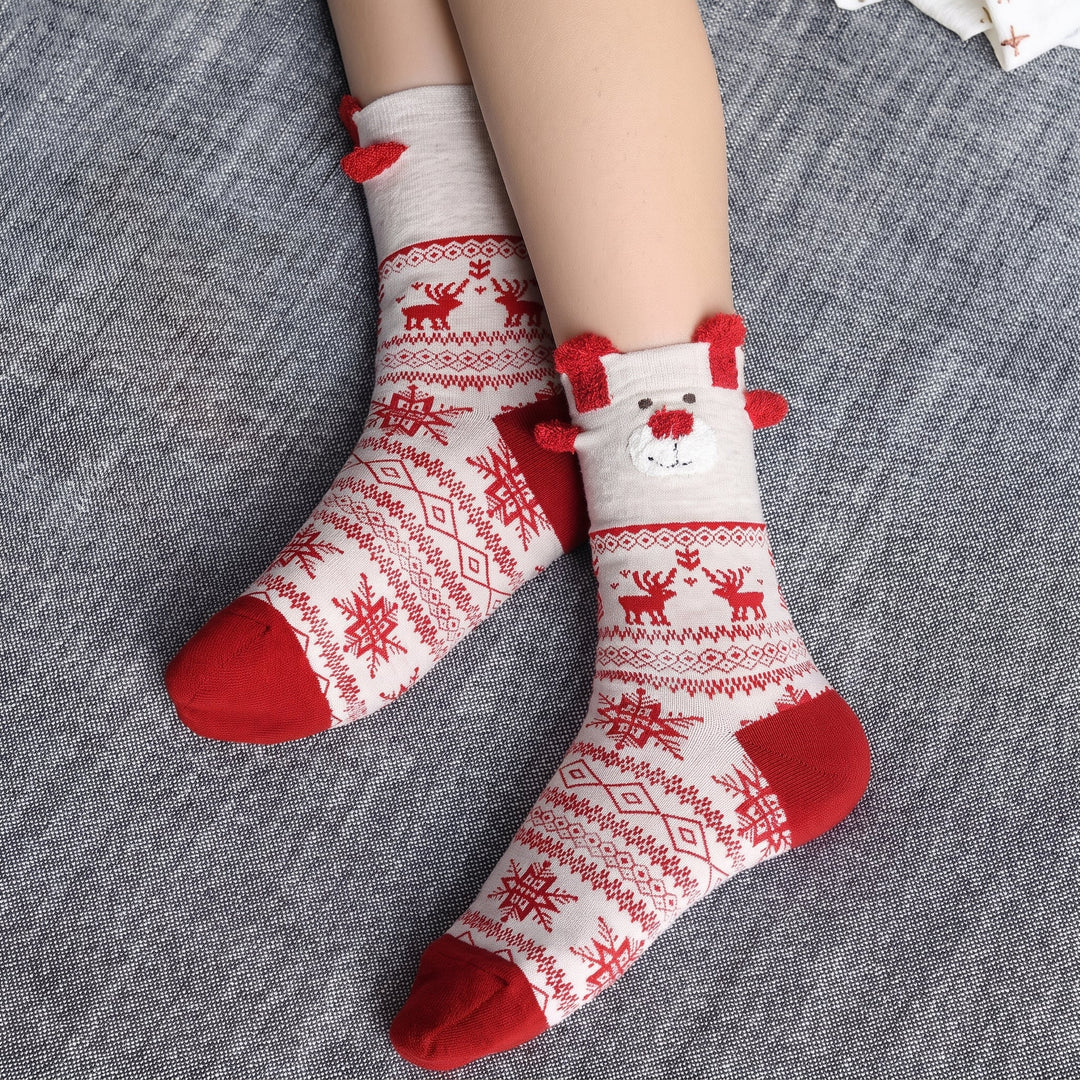 Embroidered Holiday Christmas Socks 3 Pack, Unisex Festive Fluffy