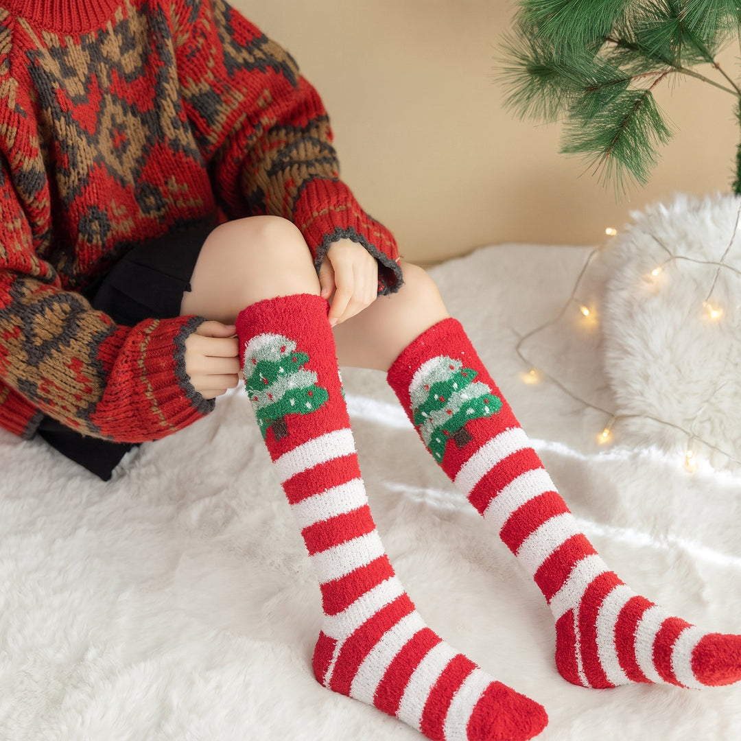 Holiday Fluffy Christmas Socks 3 Pack, Unisex Novelty Festive Contrast Heel