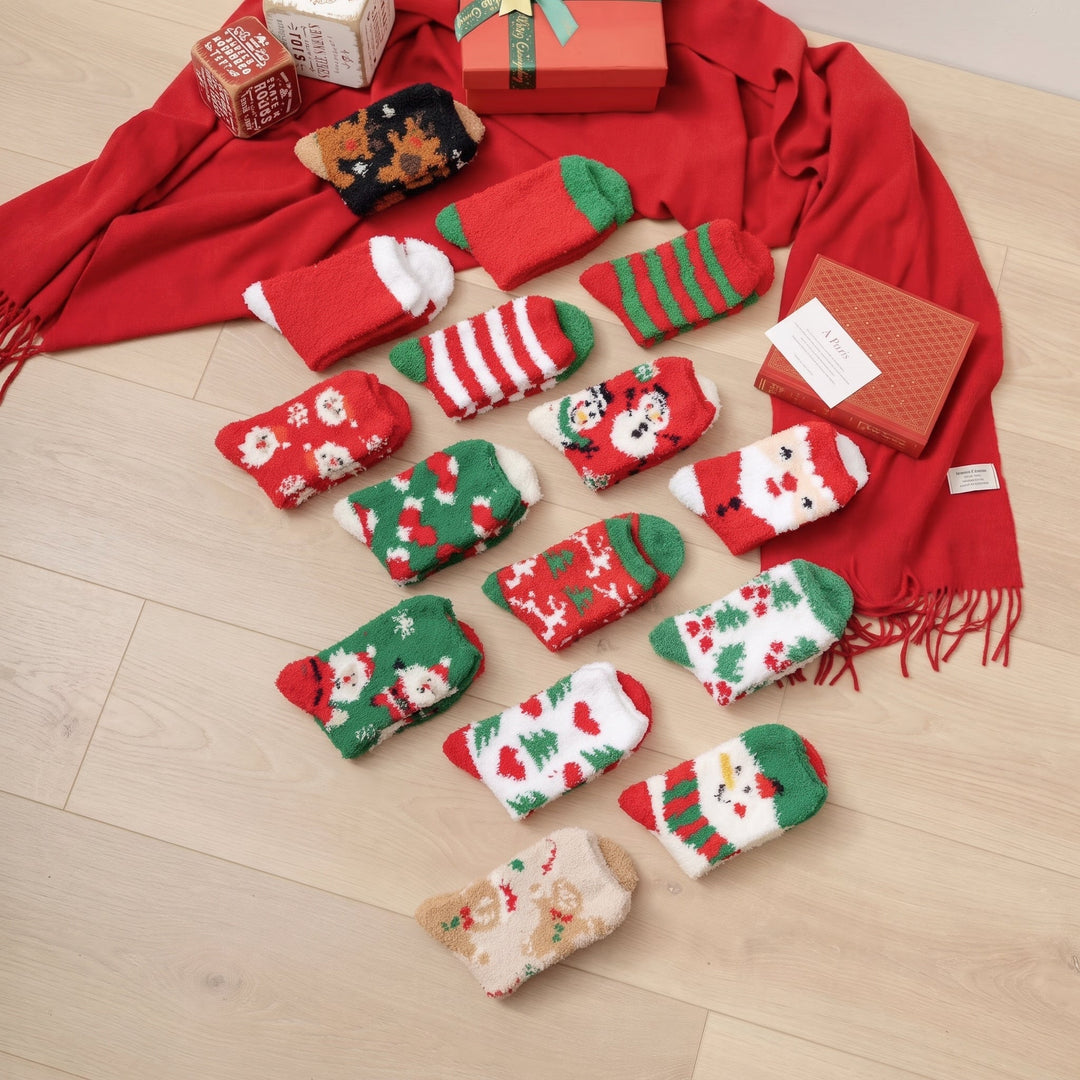Holiday Fluffy Christmas Socks 3 Pack, Unisex Novelty Festive