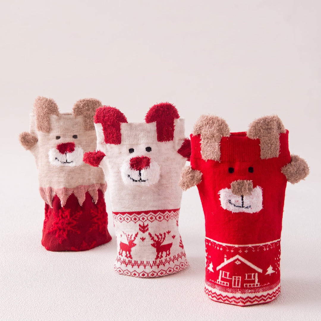 Holiday Fluffy Christmas Socks 3 Pack, Unisex Novelty Festive Knit