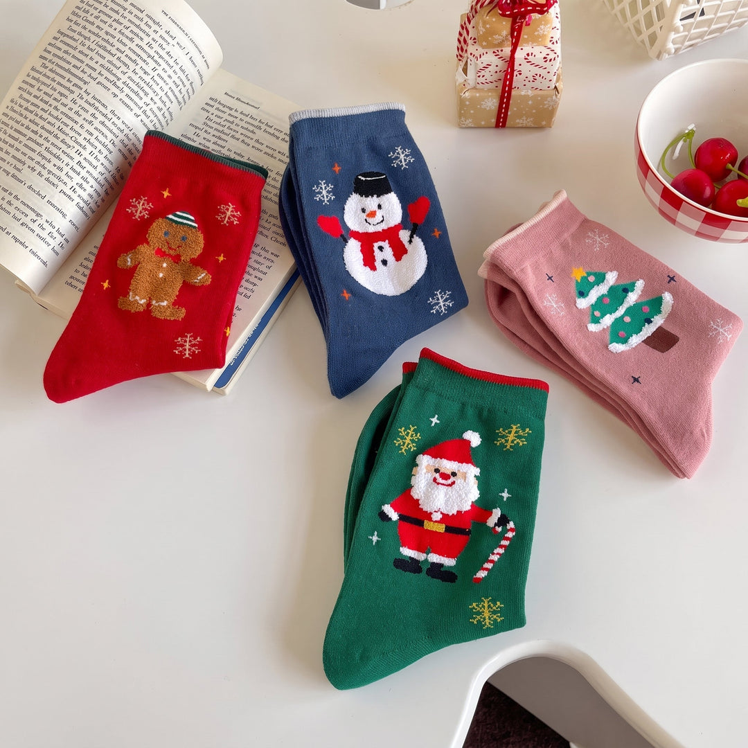 Holiday Novelty Christmas Socks 4 Pack, Unisex Multicolour Festive Santa