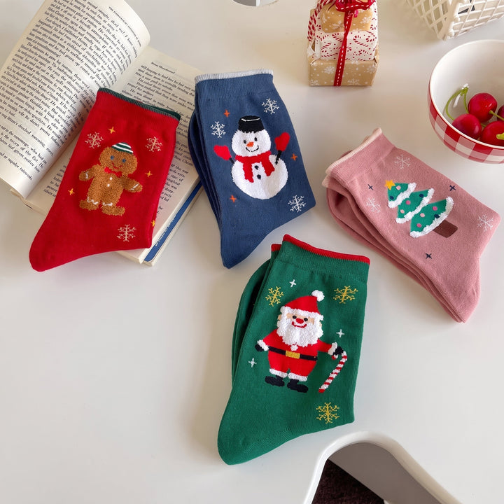 Holiday Novelty Christmas Socks 4 Pack, Unisex Multicolour Festive Santa