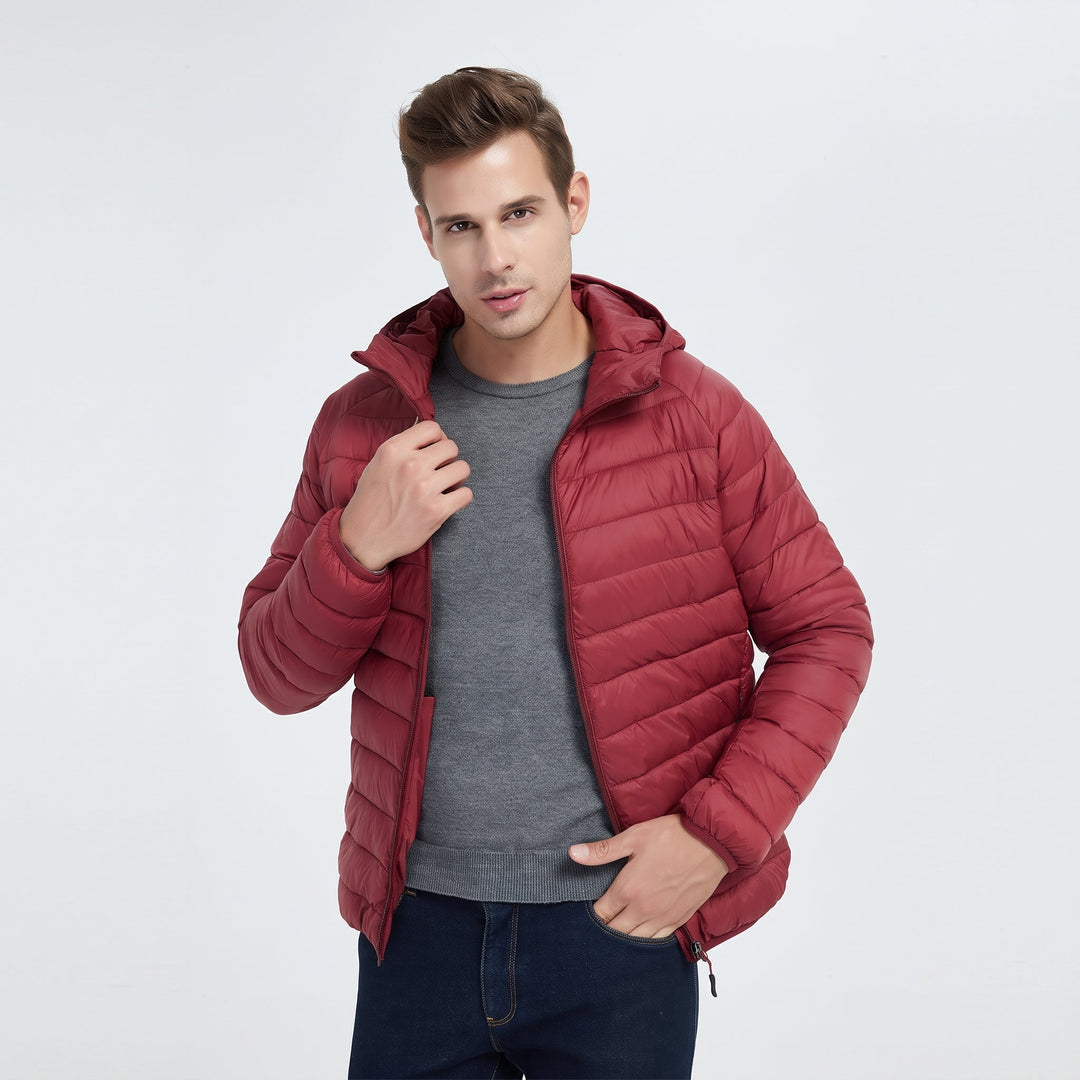 Men's Puffer Jacket, Lightweight Hooded Packable Quilted