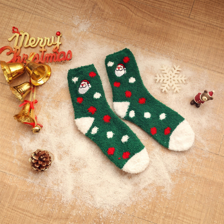 Embroidered Holiday Christmas Socks 3 Pack, Unisex Festive Fluffy Knit
