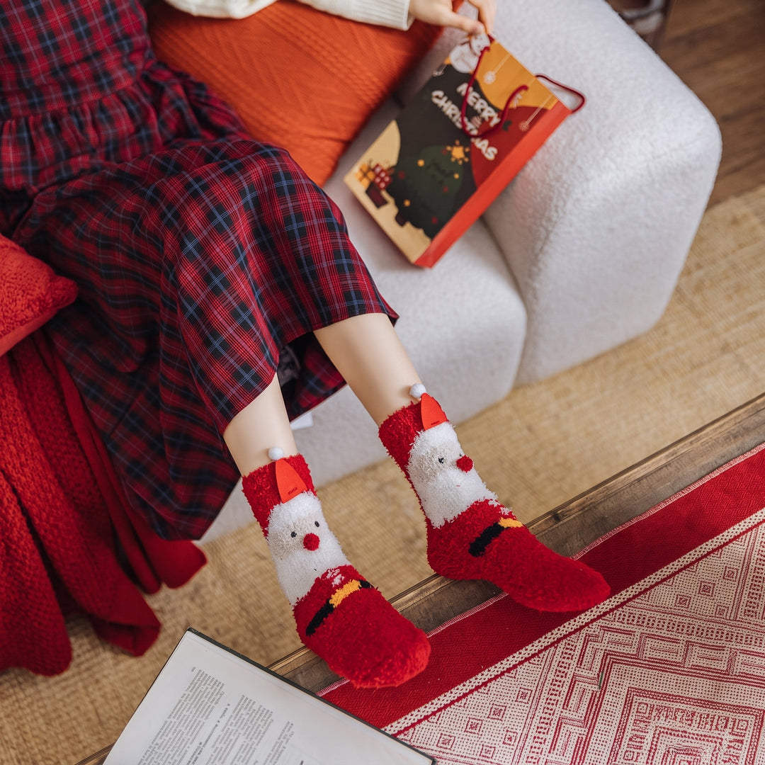 Holiday Fluffy Christmas Socks 3 Pack, Unisex Novelty Festive Crew Length
