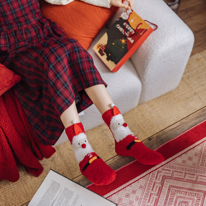 Holiday Fluffy Christmas Socks 3 Pack, Unisex Novelty Festive Crew Length