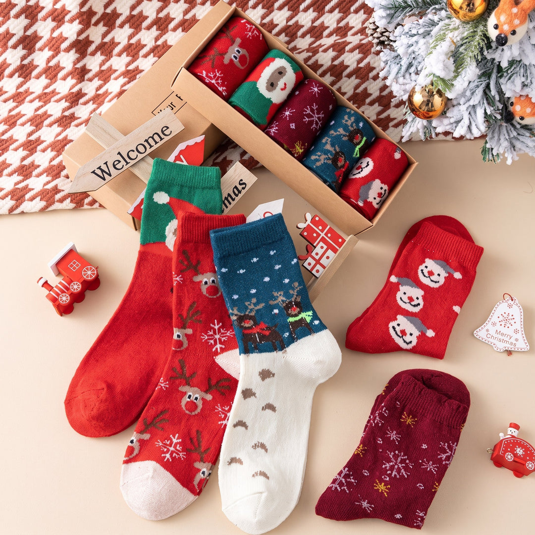 Holiday Themed Christmas Socks 5 Pack, Unisex Festive Gifts