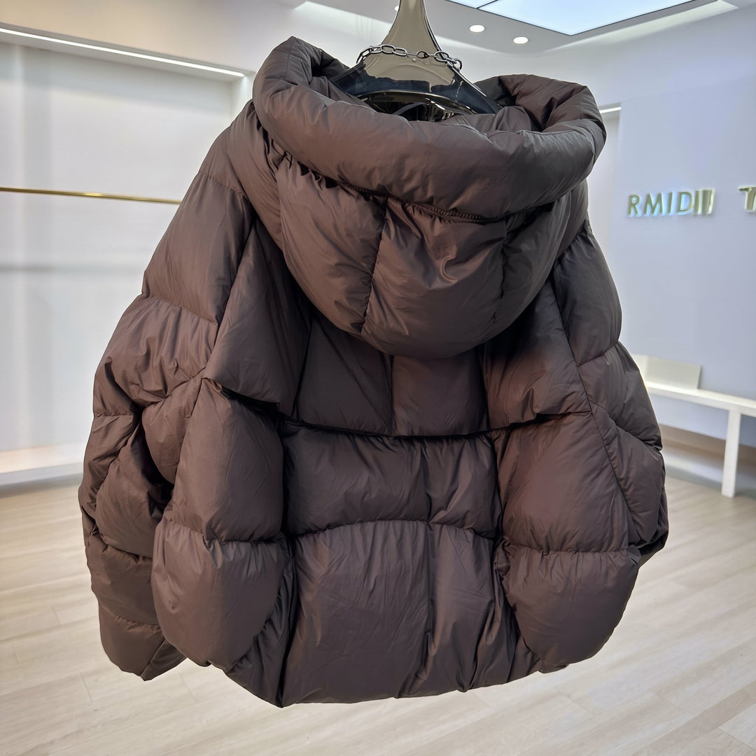 Women's Cropped Hooded Puffer Jacket, Padded Quilted Oversize