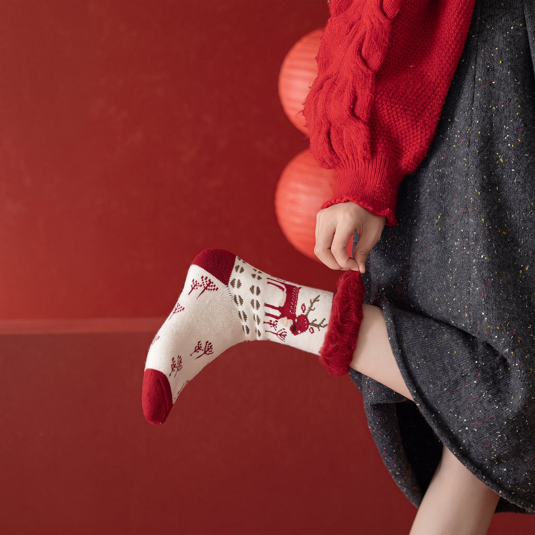 Holiday Fluffy Christmas Socks 3 Pack, Unisex Festive Plush