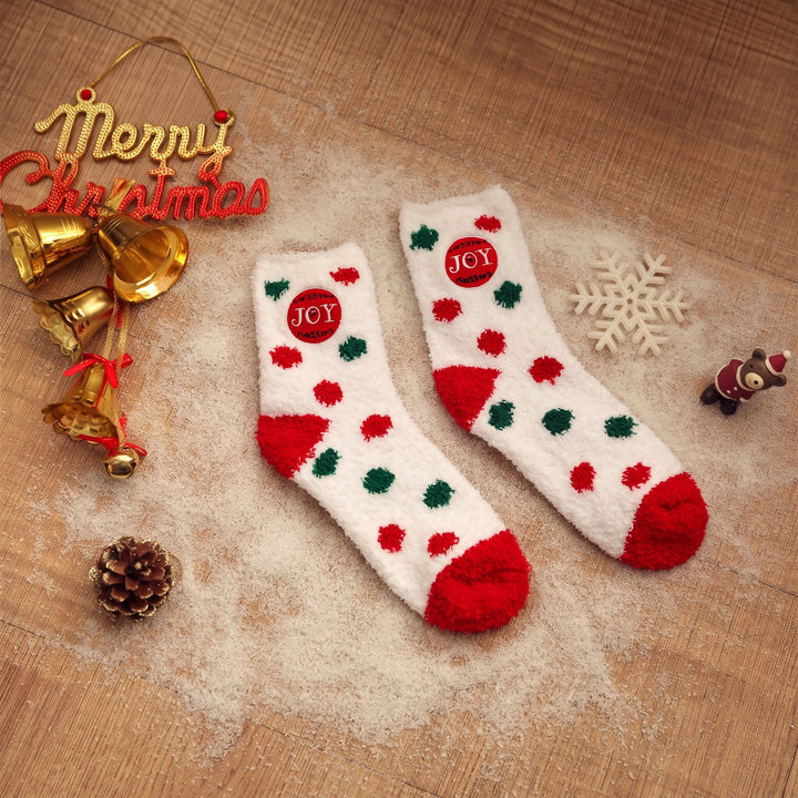 Embroidered Holiday Christmas Socks 3 Pack, Unisex Festive Fluffy Knit