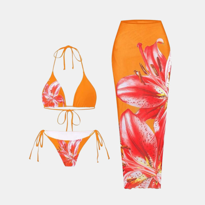 Women's String Bikini in orange floral