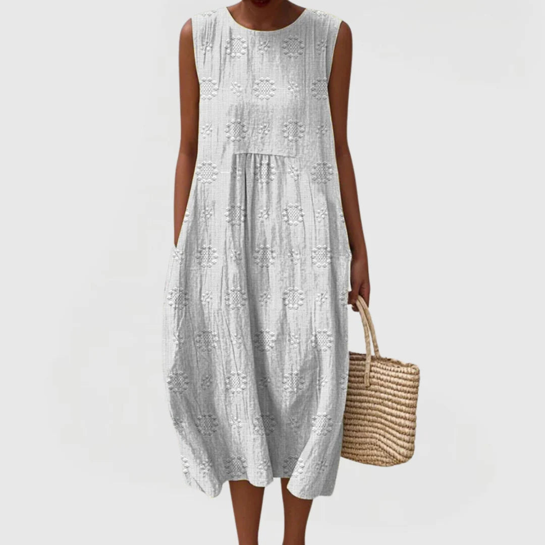 Women's A Line Midi Dress in white
